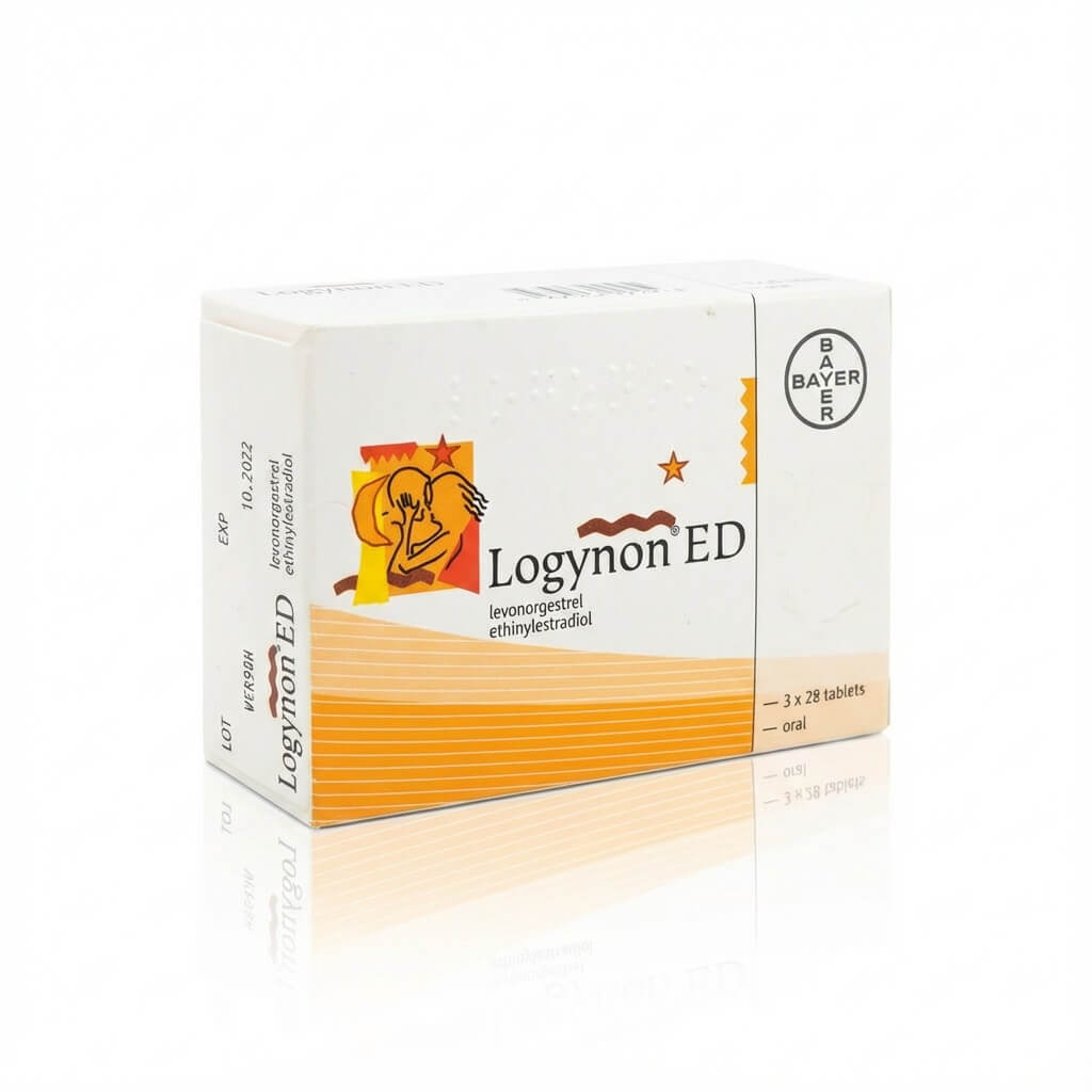 Front of Logynon ED calendar blister pack